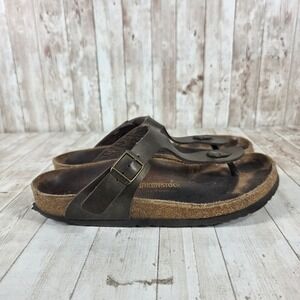 Birkenstock Gizeh Brown‎ Leather Thong Sandals Women Size 40 EU 9 US